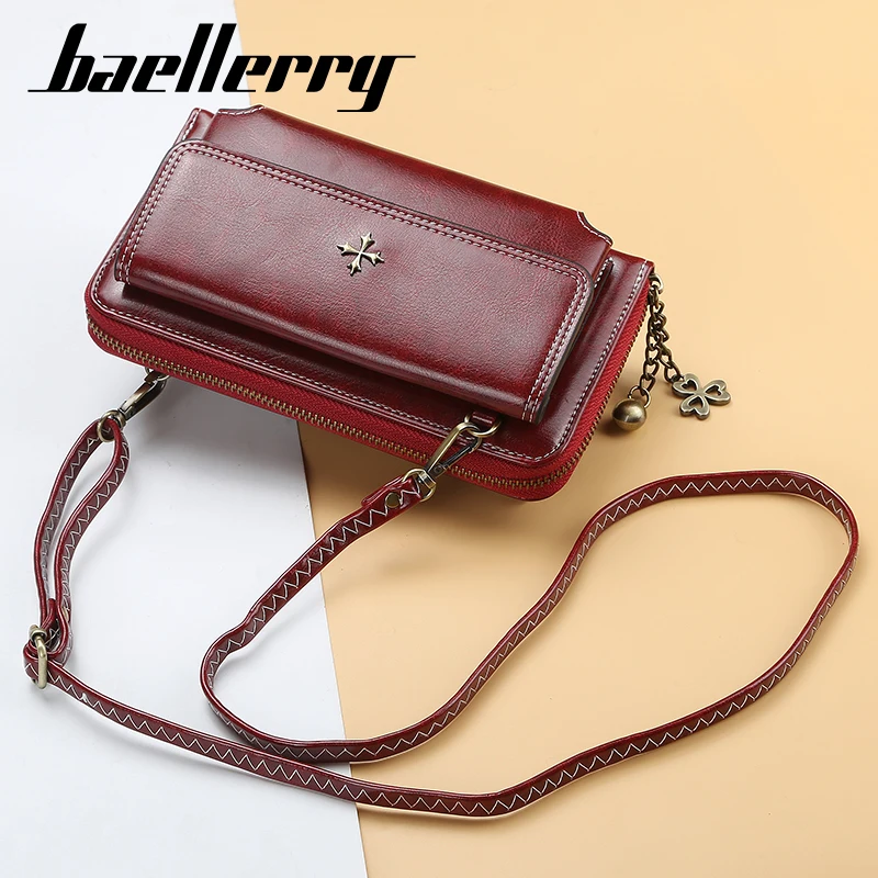 

2019 New Baellerry Mobile Phone Long Wallet Bag for Women,Young Girls Small Purse Bag With Shoulder Strap, Black,blue,orange,red
