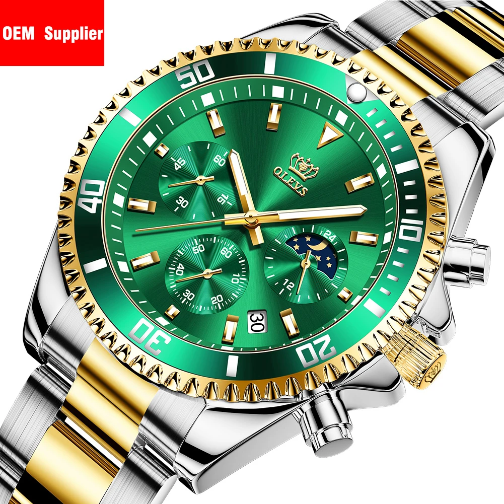 

OEM Minimum Custom Watch Import Quartz Movement Green Dial Supplier Waterproof Stainless Steel alloy Low price Wristwatches