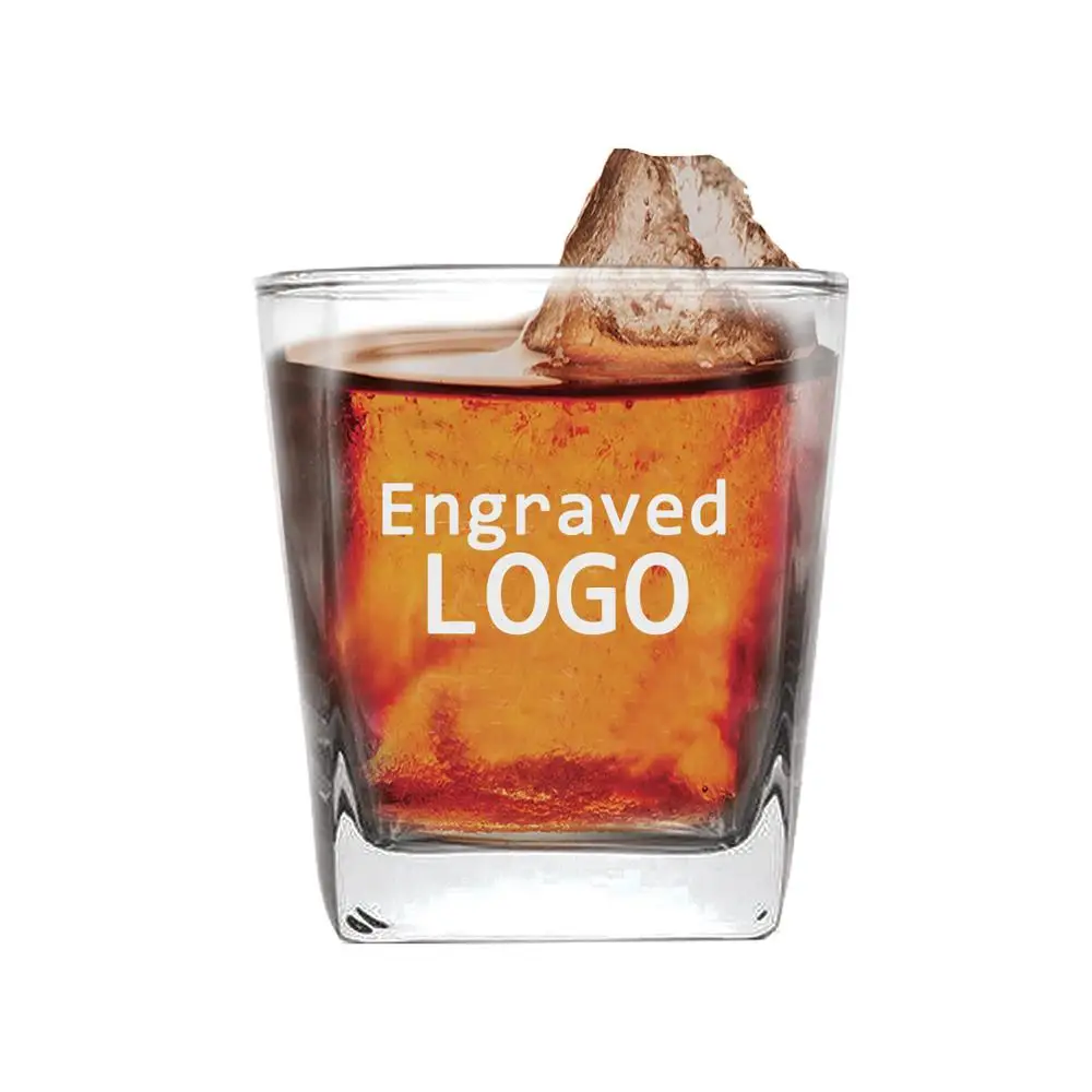 

9oz Custom Personalized engraved whiskey glass with your logo, Transparent clear