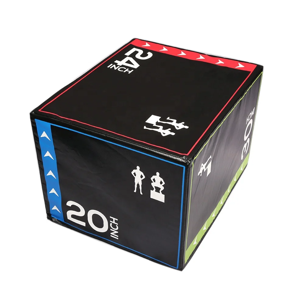 

20'' 24'' 30' Durable Vinyl Cover High Density Weighted Foam Plyometric Box for Gym, Fitness Box Jumps, Black, yellow or customized
