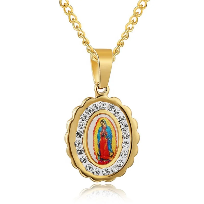 

Vintage Style Hot Selling High Quality Fashion Simple 316L Stainless Steel Religious Priests Pendant Necklace, Gold