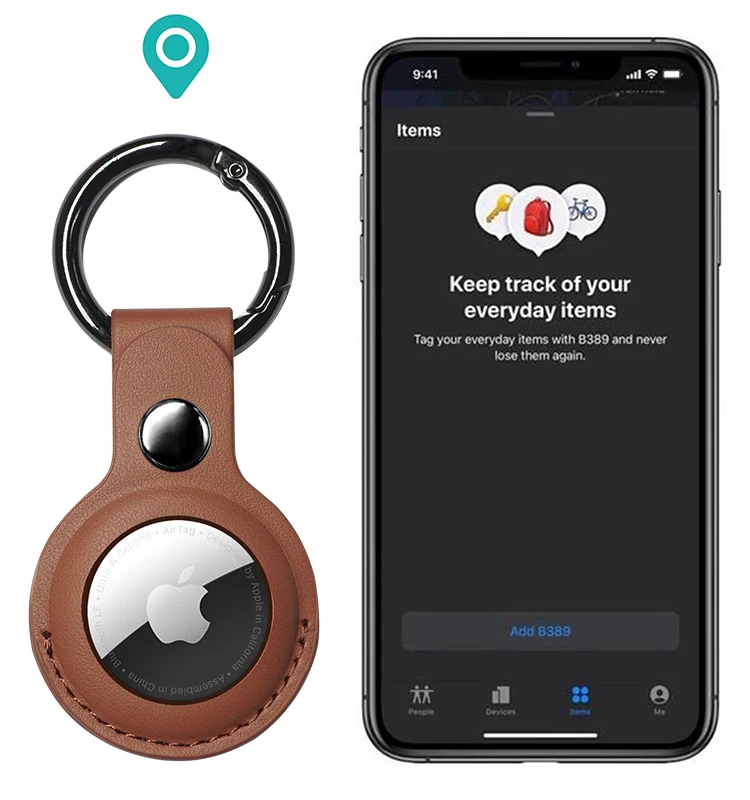 

Hot GPS Air Tag Case Cover Basic Leather with Key Ring Vegan Leather Case for Airtags, 6 color