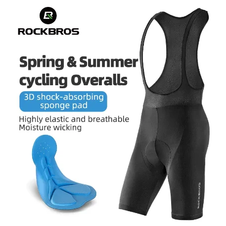 

ROCKBROS Outdoor Cycling Pants for Men Women Racing Shorts With 3D Cushion Breathable Elasticity Quick Dry Slim Bicycle Trousers, Black