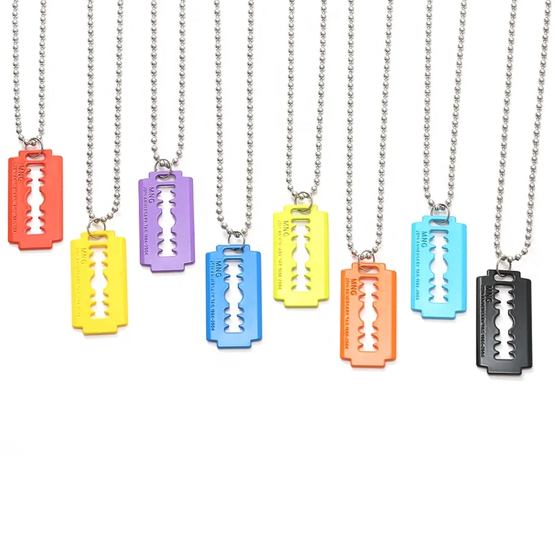 

Razor Blade Shaped Pendant Hip Hop Necklace Brand Pendant Razor Blade Charms colours Razor Shaped Pendant
