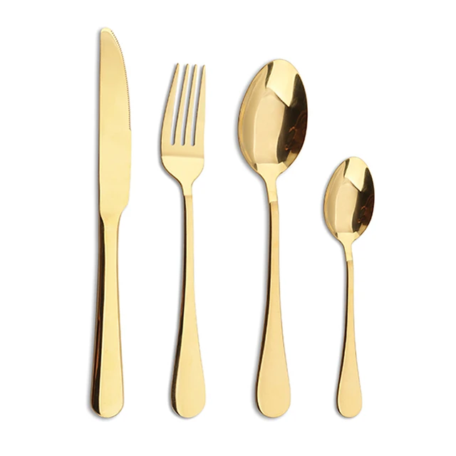 

Modern Gold Cutlery Set For Wedding ,Gold Flatware Set, Spoon And Fork Knife Silverware, Silver/gold