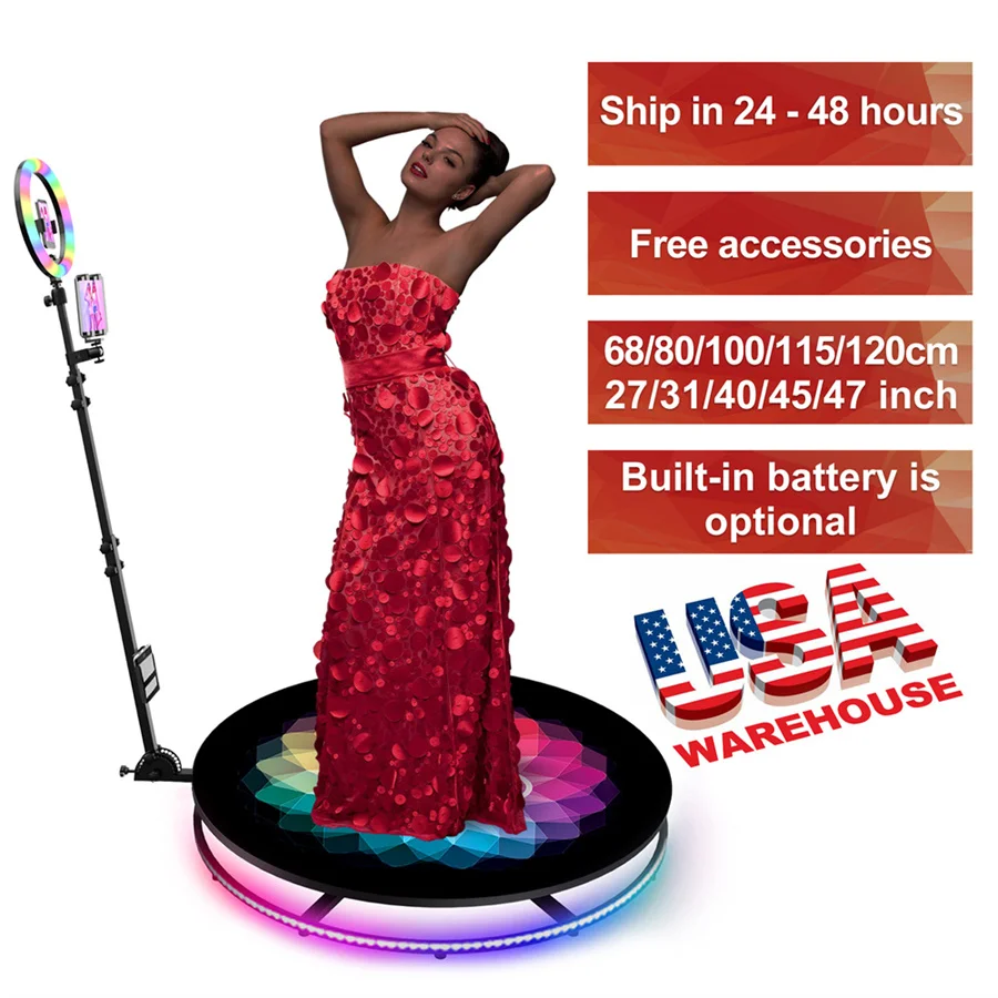 

Us Warehouse Spot Live Party Wedding Adjustable Speed Best Price Quality Low Profile Big 360 Photo Booth