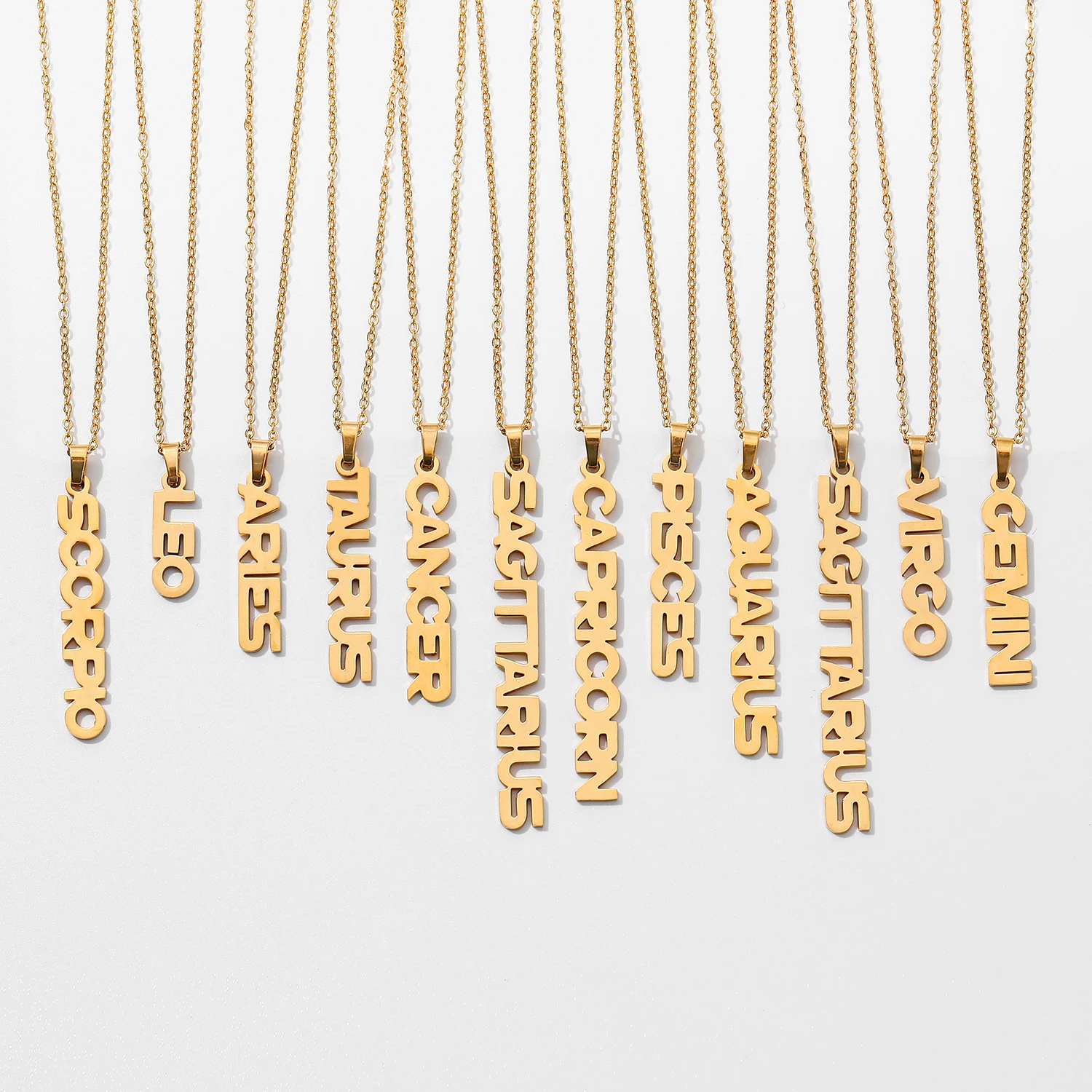 

INS HOT Gold 12 Zodiac Necklace Smooth Stainless Steel letter necklace Wear resistant and colorless Monogram Jewelry