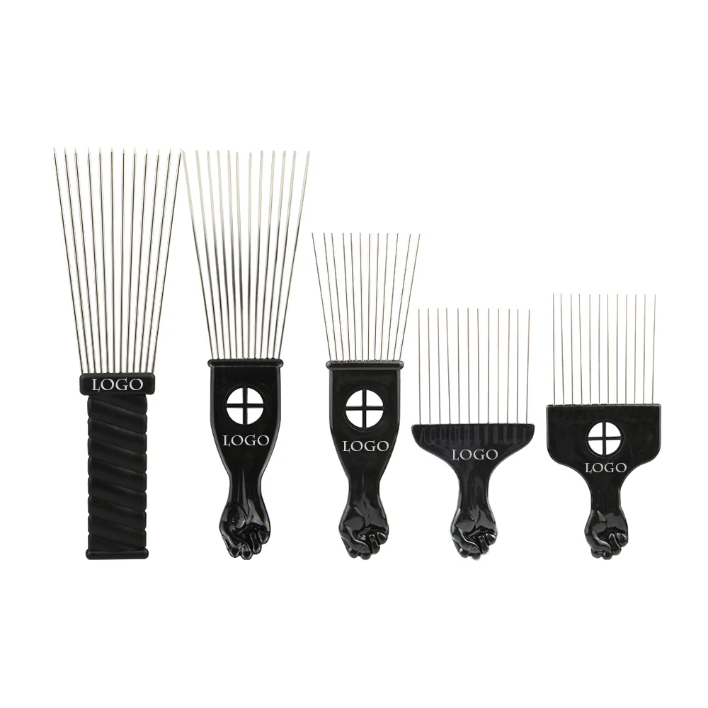 

MASTERLEE 2021 Popular Afro Combs Plastic Black Fist Metal Hair Fork Comb Steel Hair Pick