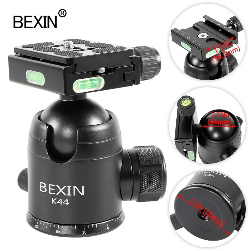 

BEXIN CNC heavy duty professional Camera panoramic ball head 360 Degree Stabilizer Gimbal tripod head for DSLR Video Camera, Black