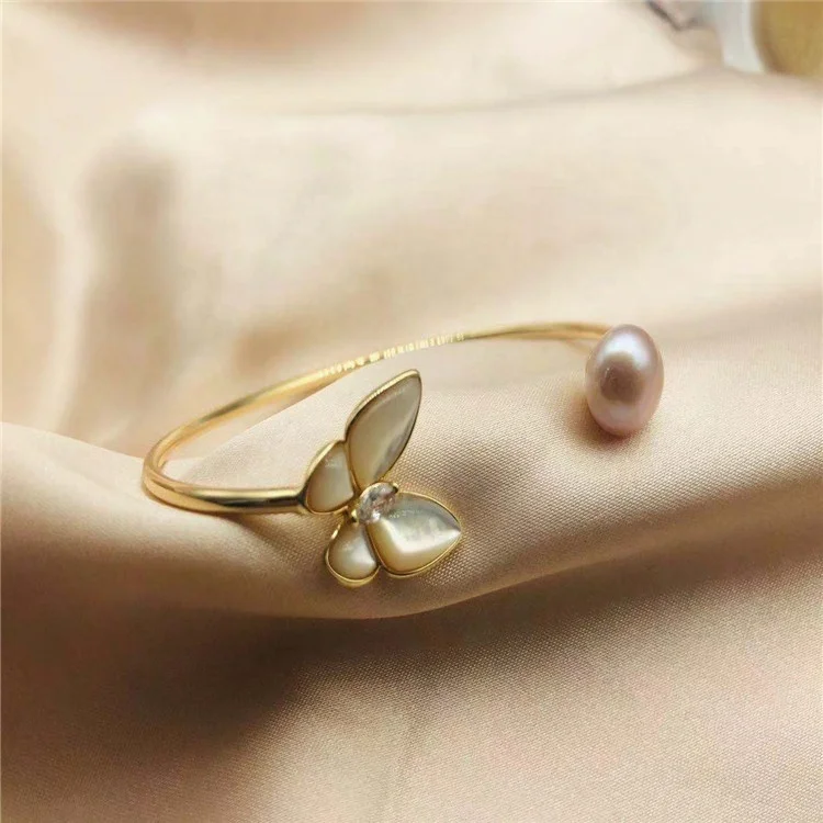 

Eico Natural Shell Pearl Butterfly Cuff Bangle Designer Gold Plated Bangle Jewelry Supplier Custom African Bangle Bracelet
