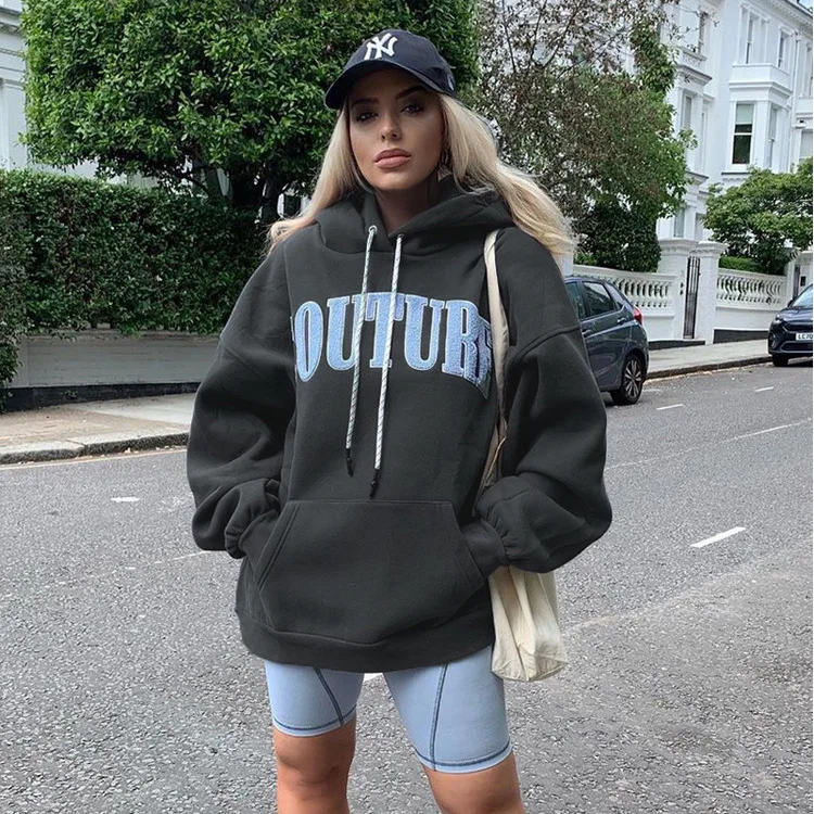 

2021 New Fashion Sweater Letter Print Loose Hoodie T-shirts Long Sleeve Hoodies, 1 color