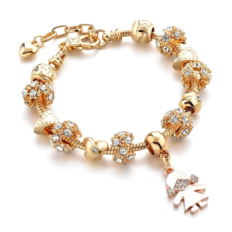 

Trendy Gold Shape Crystal Animal Dolphin Boy Charm Handmade Bracelet&Bangle Jewelry For Women Men, Gold color