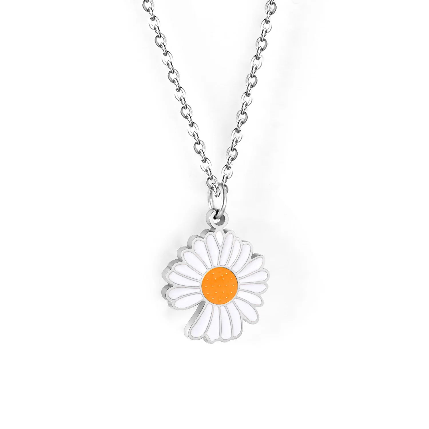 

2021 Stainless Steel Jewelry Fashion Wholesale Stainless Steel 18k Gold Plated Sun Flower Necklace