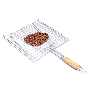 Image of barbeque bbq grill clamps non stick stainless steel barbecue bbq grill wire mesh net/rectangle net BBQ cooking wire tool set