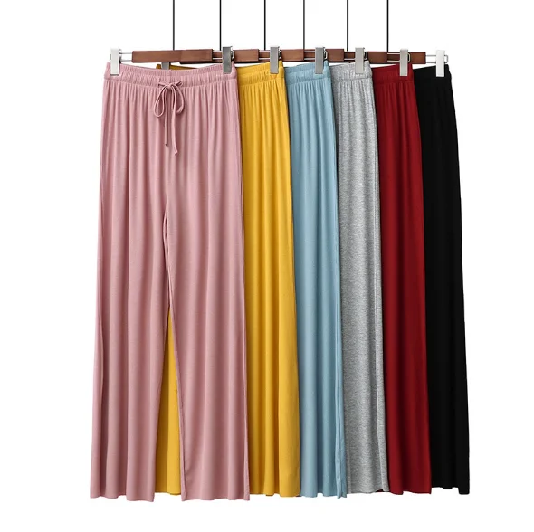 

ice silk elastic women pajama home pants Factory supply 2 * 2 rib cut modal casual sports sleep pants Pajamas