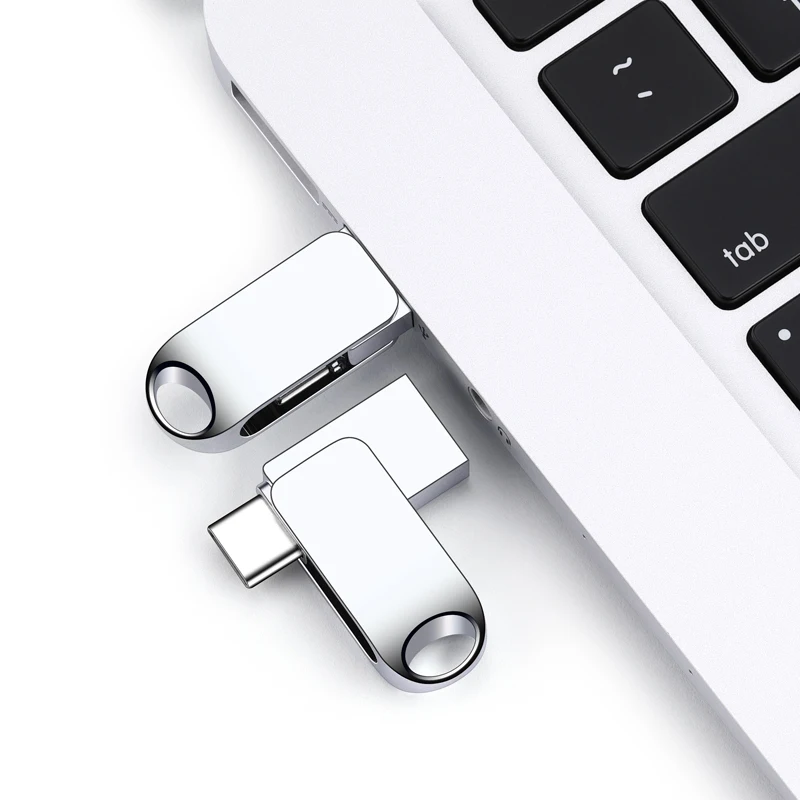 

2020 Hot Sale Metal Swivel 2 in 1 Type C Flash Drives 8GB 16GB 32GB With Laser Logo