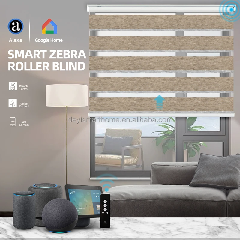 

Deyi Smart motorized wifi control zebra roller window blinds blind kit, Customized color