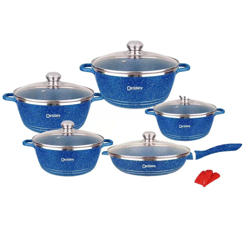 

modern durable aluminum granite pots branded stylish practical 10 pcs cookware set, Customized color