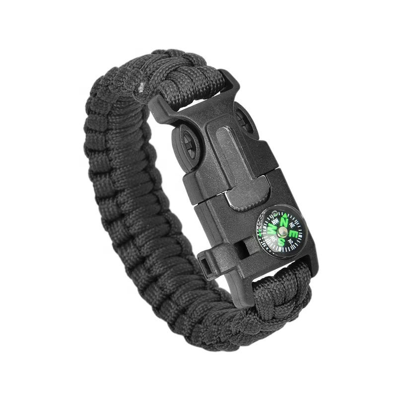 

Outdoor Tactical Gear Survival Bracelet Paracord Wholesale Compass Black Paracord Bracelet