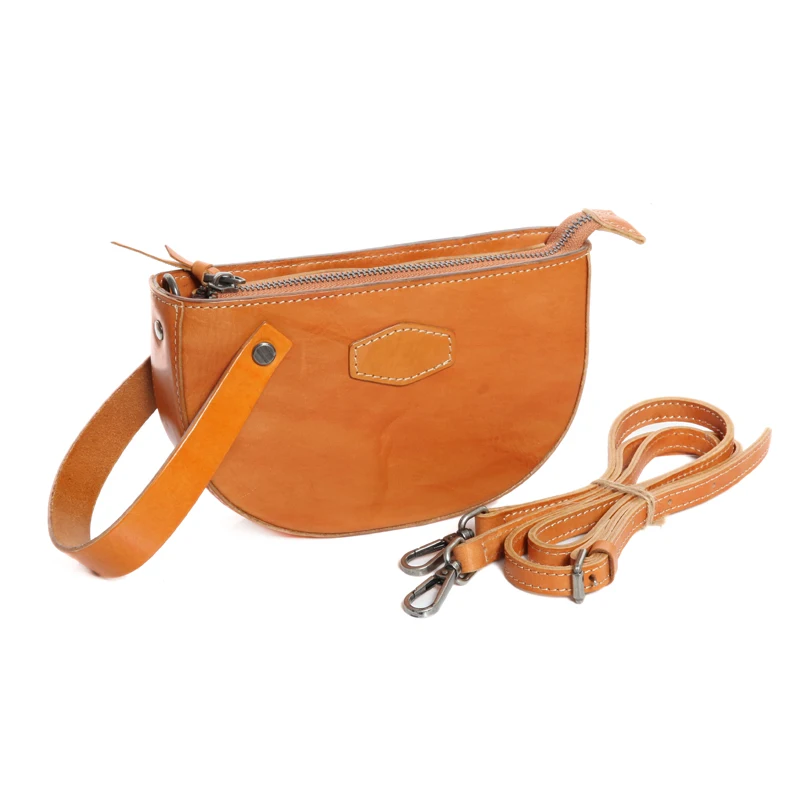 

Best Real Misty Cow Leather Half Moon Shoulder Bag Women Business Handbag Hand holding Dual Purpose 6106, Customized