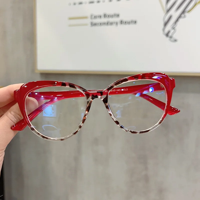 

Fashion Optical Computer Eye Glasses Plastic Frame Red anti blue light glasses Women Cat Eye eyeglasses new frame 2023