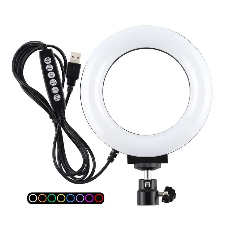 

PULUZ 4.7 inch 12cm selfie 10 Modes 8 Color usb Photography foto Video desktop RGBW LED fill Ring Light lamp with Tripod Ball