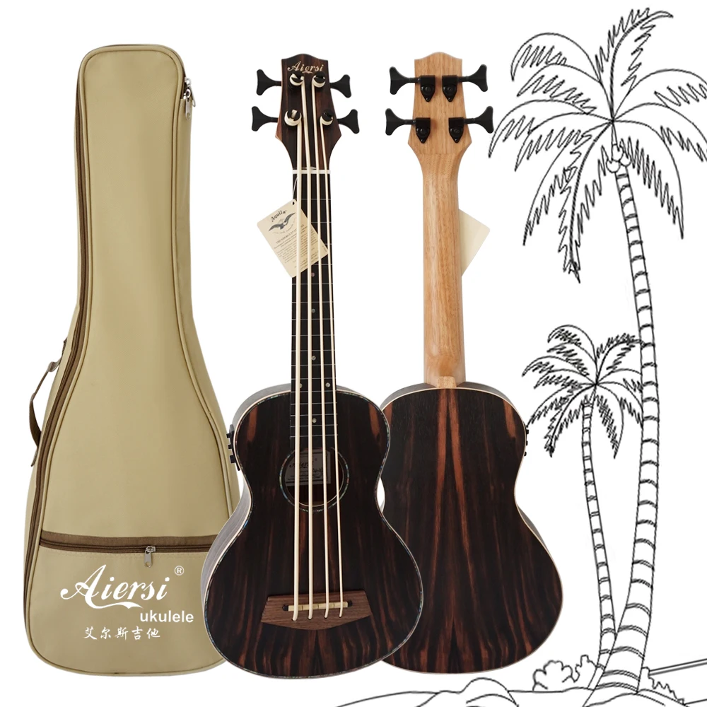 30 inch Aiersi brand musical instrument 4 string electric U Bass ukulele ukelele with free bag
