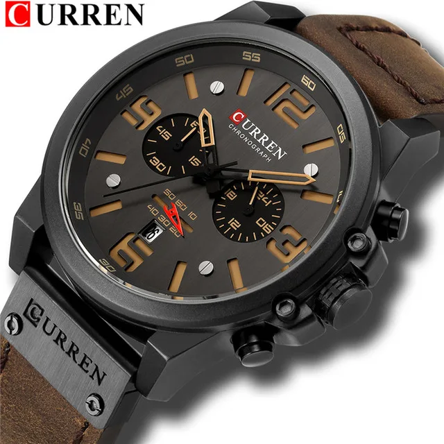 

CURREN 8314 Men Japan Quartz Movement Watch Fashion&Casual Colorful Leather Band Business Watch Auto Date