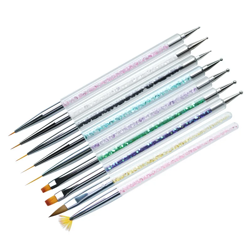 

9pcs/kit Nail Art Pen Set Double-ended Acrylic Dotting Drawing Painting Nail Brush Uv Gel Liner Polish Nails Art Dotting Tools