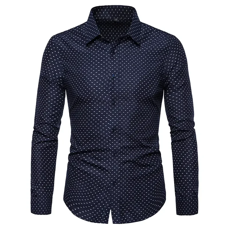 

2023 New Style Men's Shirt Oxford Spinning Comfortable Dot Long Sleeve Men's Casual Shirt