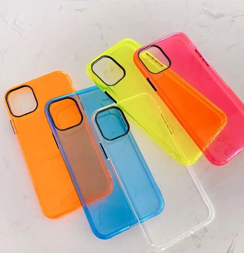 

Shock-Absorption Bumper Edge Silicone TPU Soft Gel Phone Cover ,for iphone 11 12 pro max case fluorescent, Like the following colors