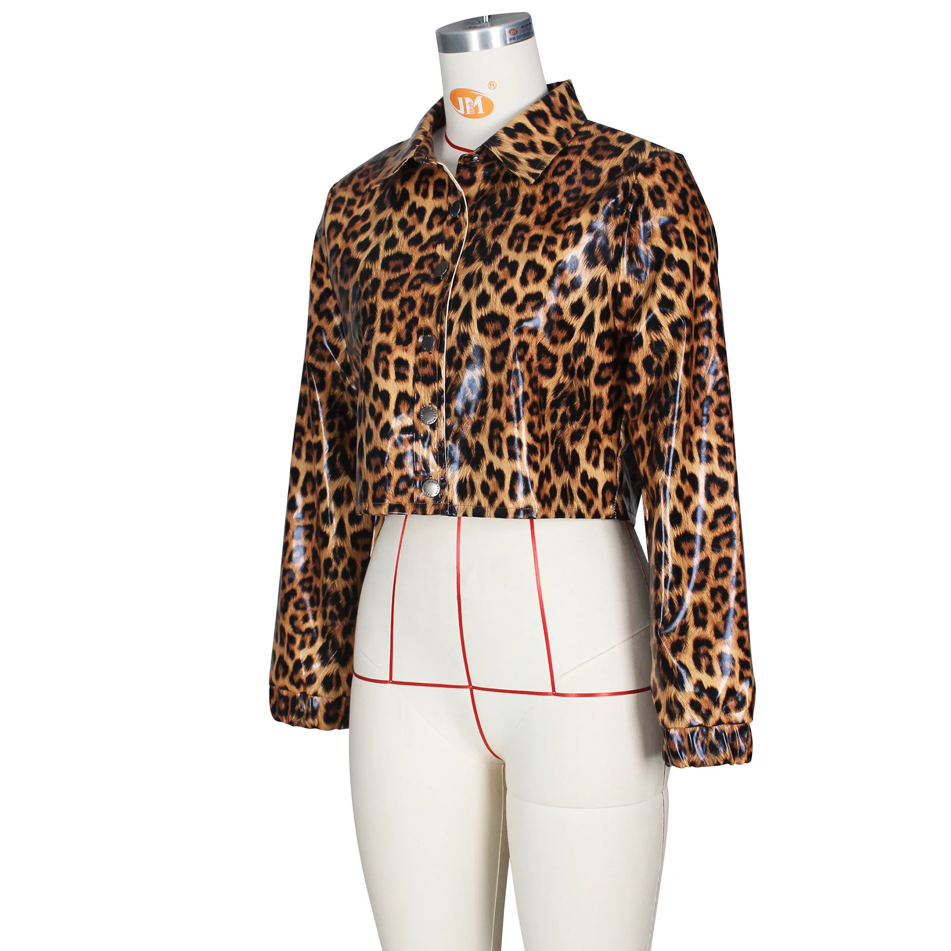 

ladies leather jackets Fashion leopard print PU leather coat short jacket