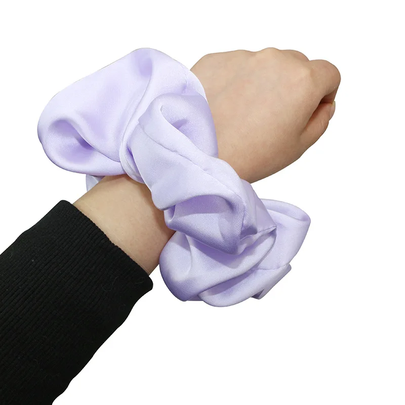 Yucat Wholesale Women Scrunchies Hair Ties Accessories Fabric Elastic Band Solid Color Satin Oversized Scrunchies For Hair .jpg