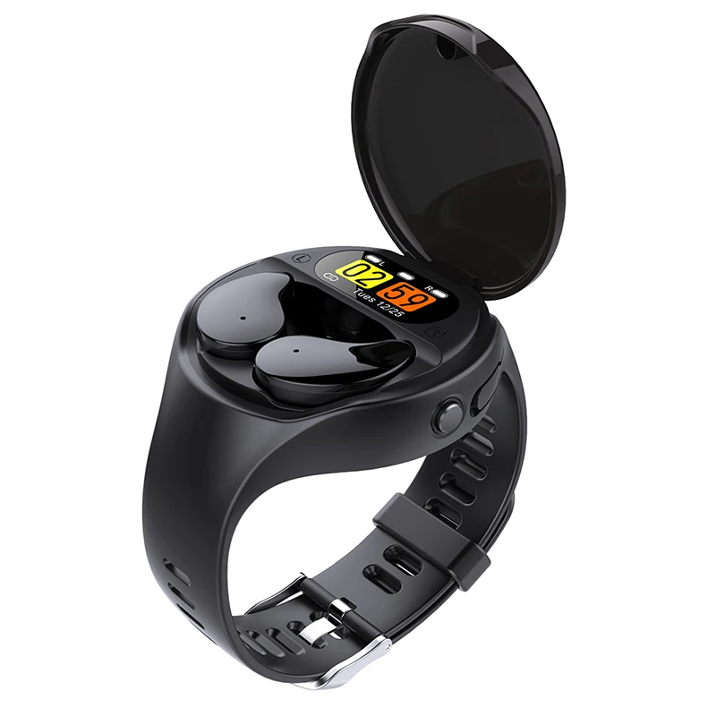 

280mah TWS answer call sport earphone wireless headband ear bud bands smart watch with earbuds