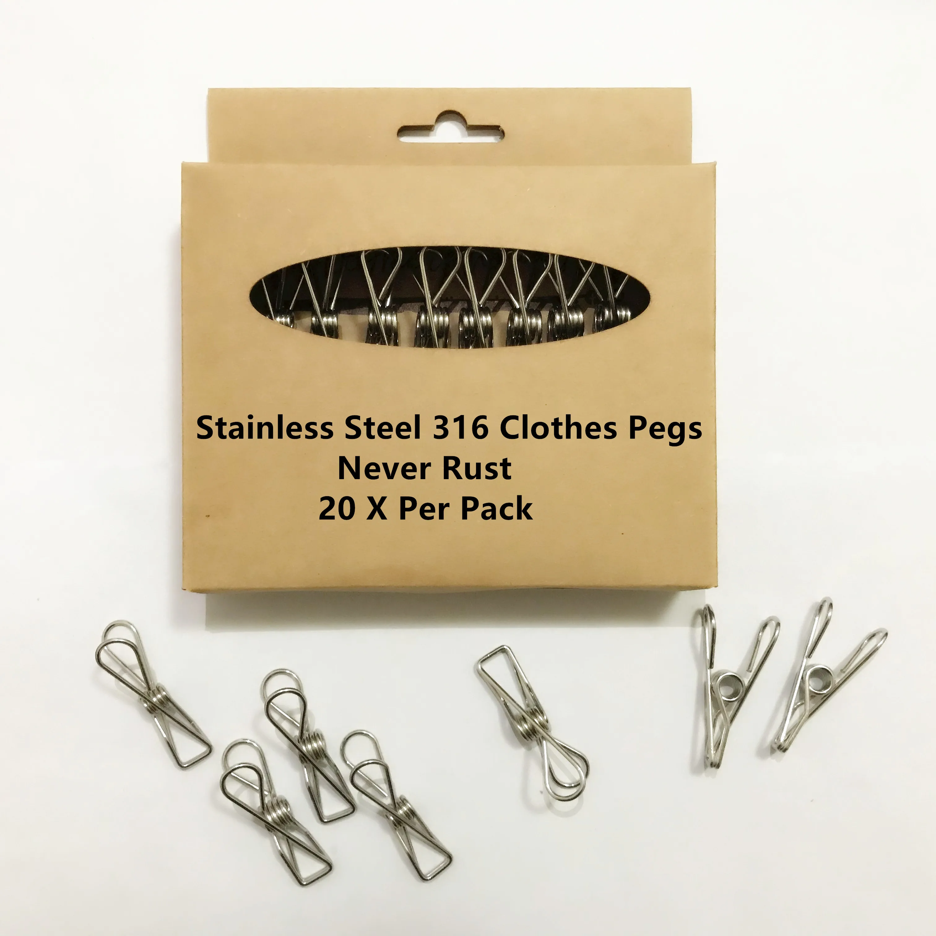 

20 per pack 316 stainless steel clothes peg in each pack clothes pins