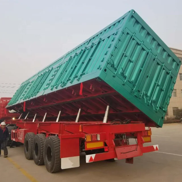 

Truck Trailer Use Side Tipping Trailer 3 Axles Price, Customers optional