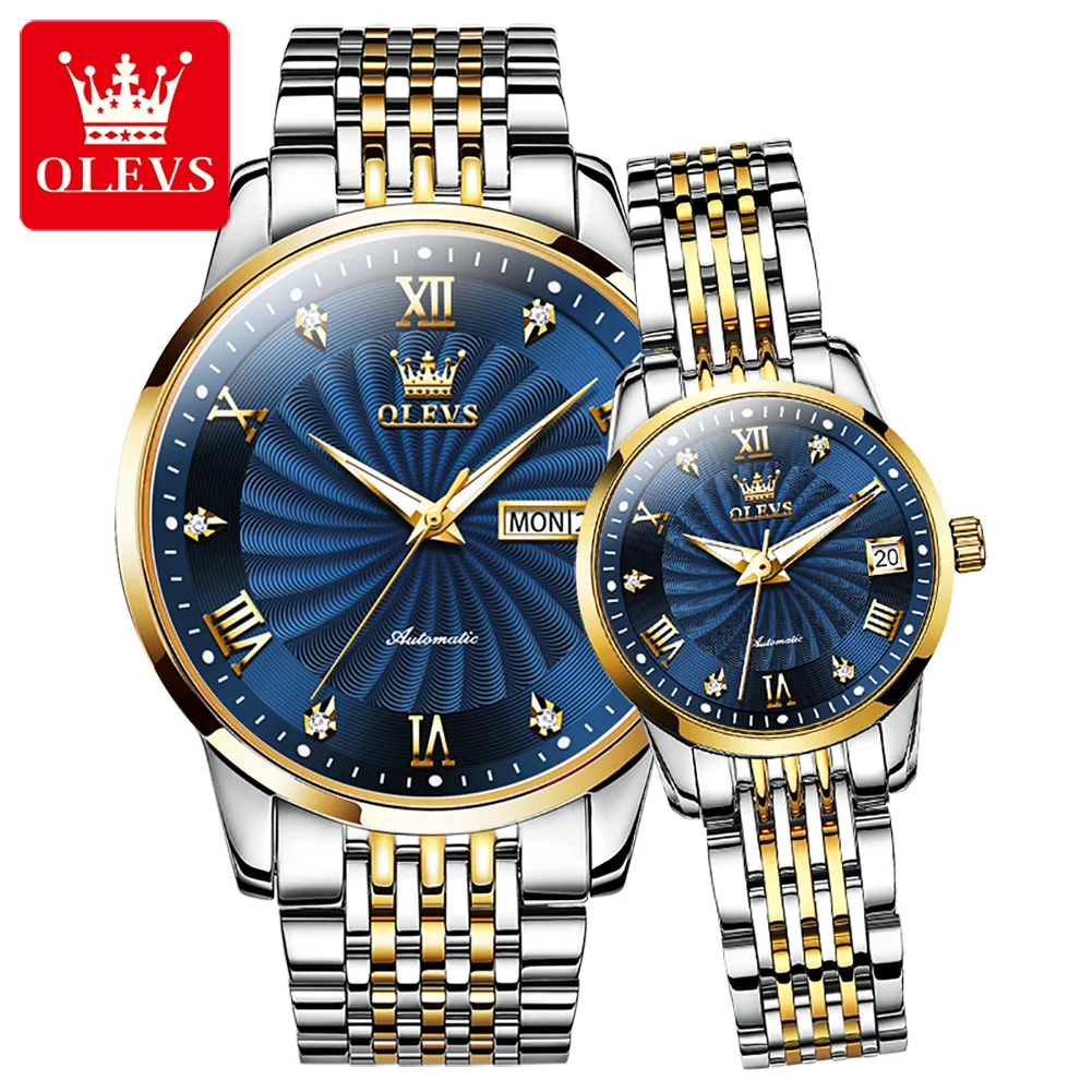 

OLEVS 6630 OEM custom Classic business couple watch for man luxury Fully automatic mechanical watch woman mens wrist watch