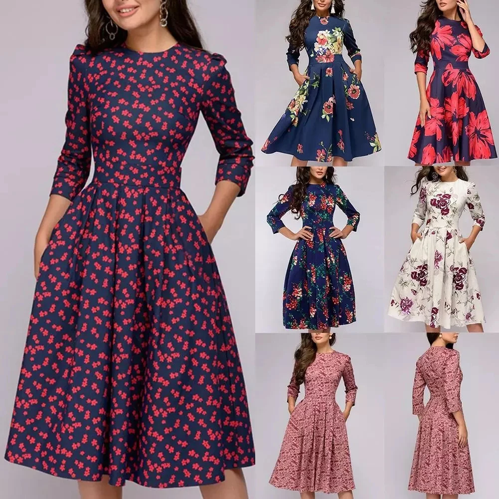 

Amazon digital print fashion women's dress high waist temperament cake skirt Africa dress, Customized color