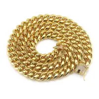 

Hips Hops Rock Jewelry 18K Gold Plated Cuban Chain Necklace Iced Out CZ Zircon Link Necklaces For Men