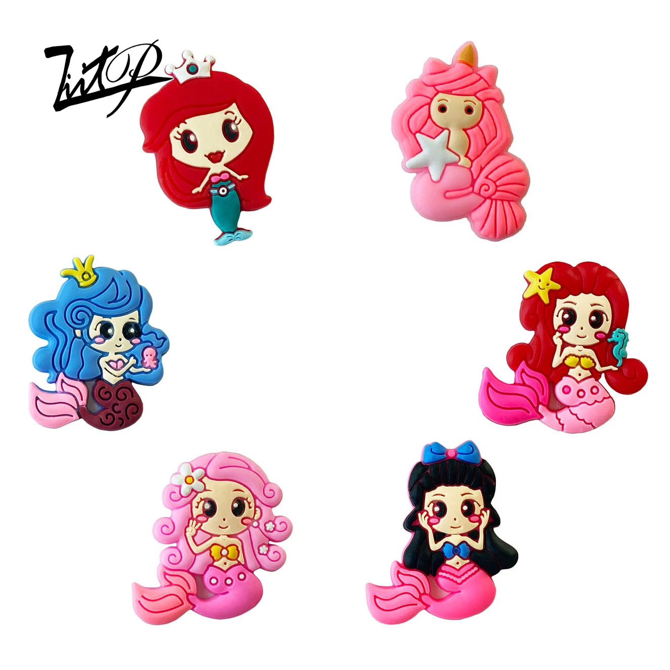 

2022 new creative Mermaid Princess anime modeling croc charm PVC designer charm shoes decoration