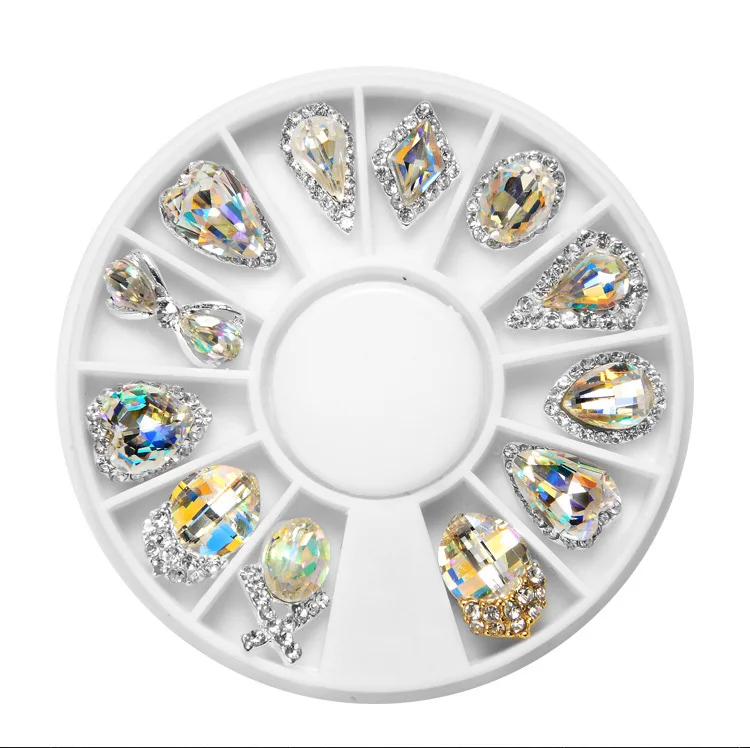 Explosion models colorful nail  diamond in white alloy AB crystal drill box for nail art ornament