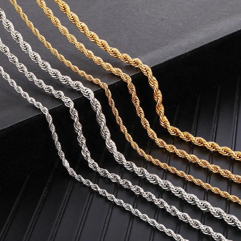 Stainless Steel Link Chain Rope Chain Necklace For Men Fashion Hip hop Jewelry