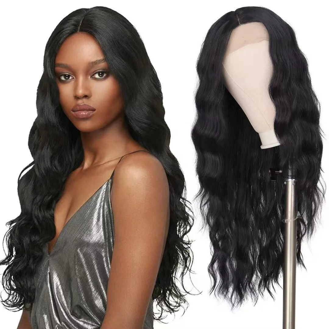 

LK ex-factory price high-density Cambodian body wave synthetic wig black super long 30-inch glue-free smooth mixed wig