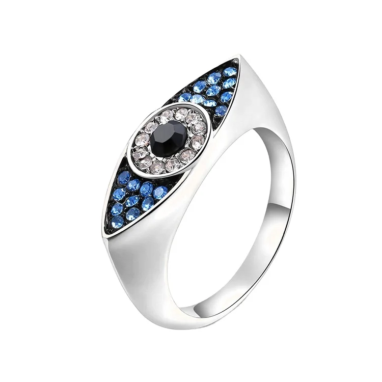 

Latest fashion jewelry cubic zircon Evil eyes colorful Austria cyrstal finger ring for women, As picture,or customized