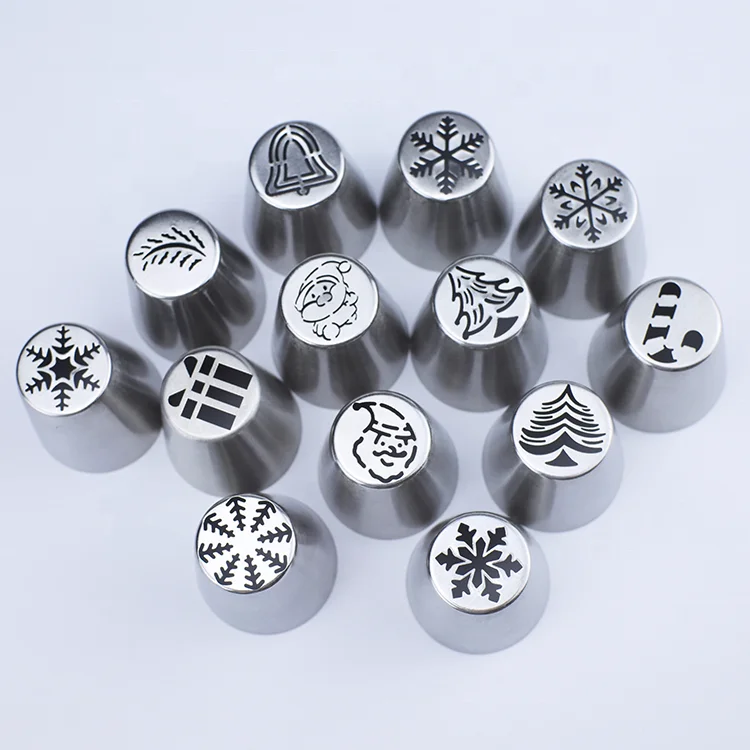 

Stainless Steel Christmas Russian Piping Tips Cake Nozzle for Cupcake Decorating Baking Tools