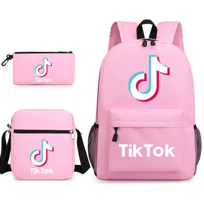 

2021 Colorful Tiktok Crossbody Sling Bags Purse 3 Pieces Designer Tik Tok Backpack Kids School Bag Set, Red/pink/black/purple/rose red/wine red