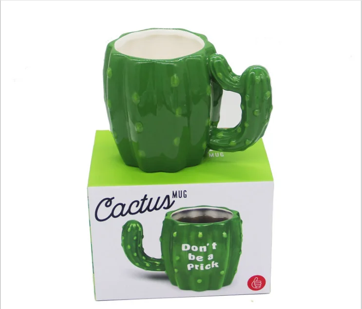 

office Lovely household Milk couple 3D Ceramic Funny Tea Milk porcelain Coffee tea water juice handle cute Cactus green Mug, Like the pictures coffee mug