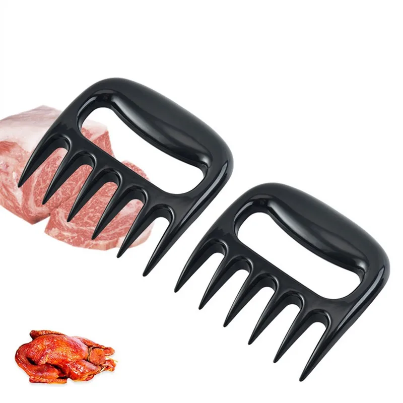 

Kitchen Food 2 pcs Plastic Barbecue Pork Fork Grill Cutter Meat Claws Shredder, Black