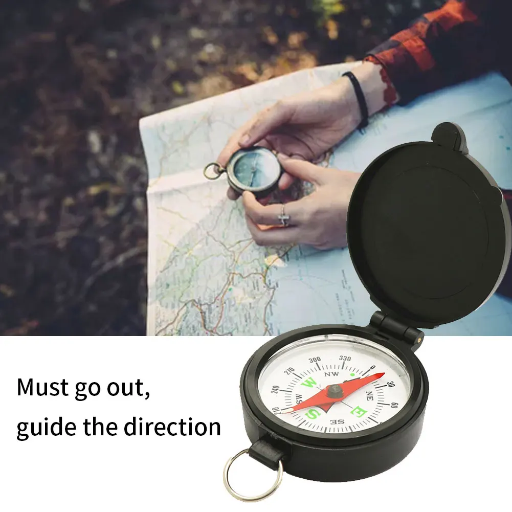 

Outdoor Survival Compass Outdoor Navigation Compass Portable Outdoor Tools With Lanyard Flip Cover For Camping HikingTrekking, Black