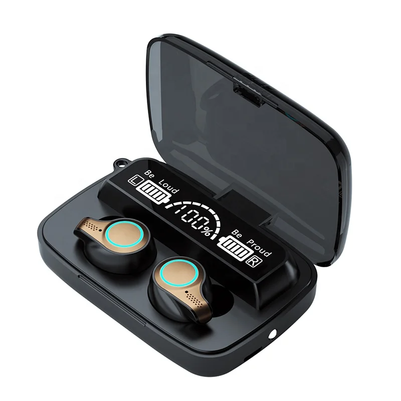 

Hot Selling 2021 Mini Wireless Headset Touch Control Led Digital Sport Headphones with 2000mAh Power M18 Tws Earbuds Earphone